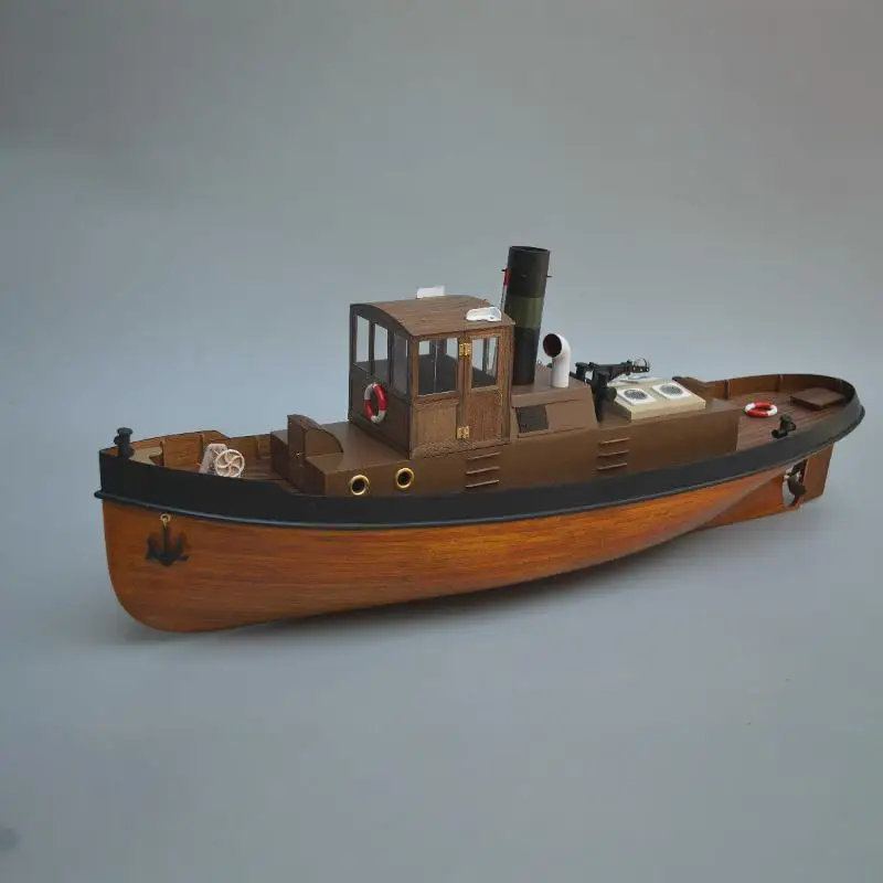 Kit de modèle de bateau à vapeur rétro assemblé à la main, jouet de remorqueur en bois simulé, brochure de modèle, cadeau de bricolage, 1/18 RC