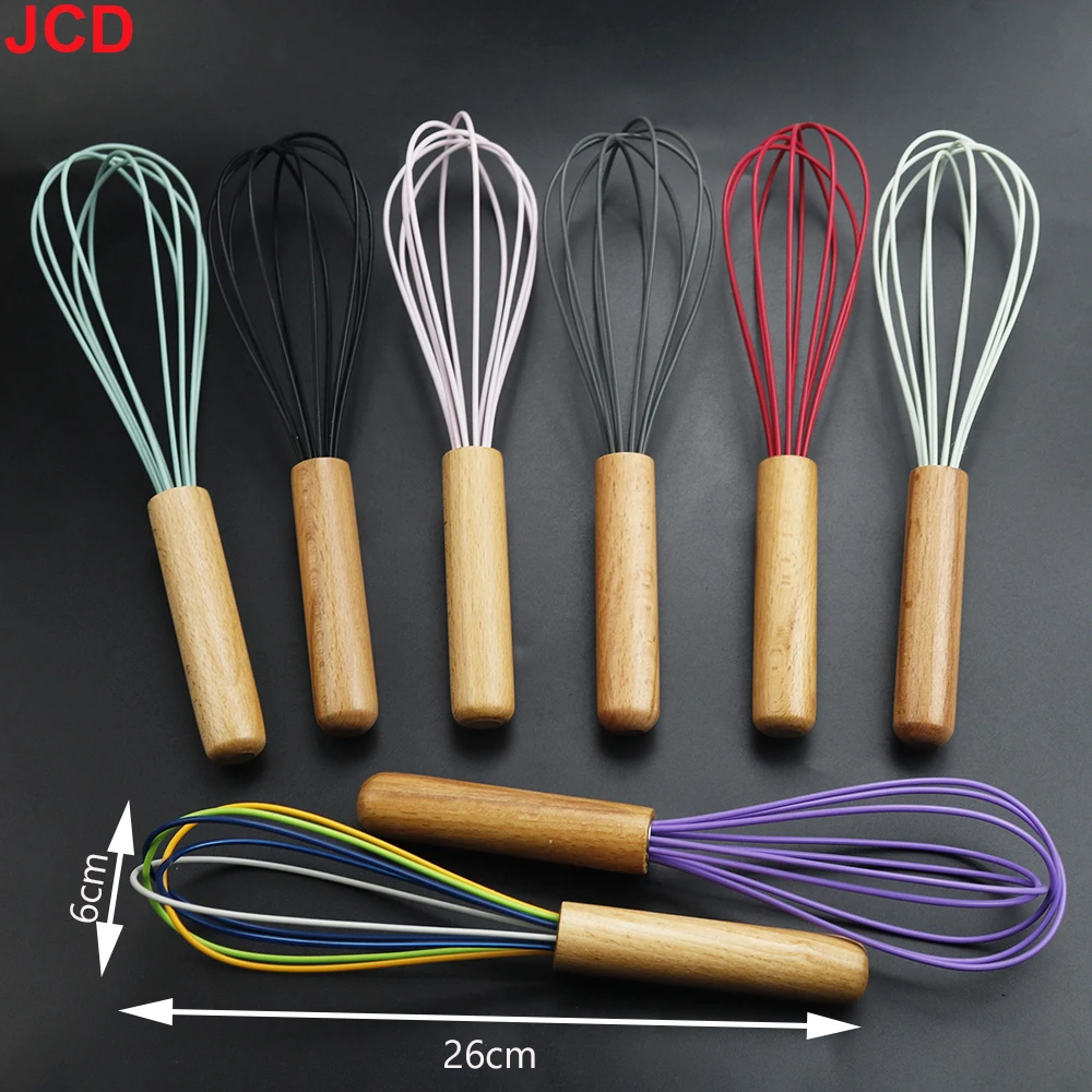 Jcd Silikon Schneebesen Schneebesen Holzgriff Küche Hand Eier schläger Gadgets Küchengeräte Back zubehör