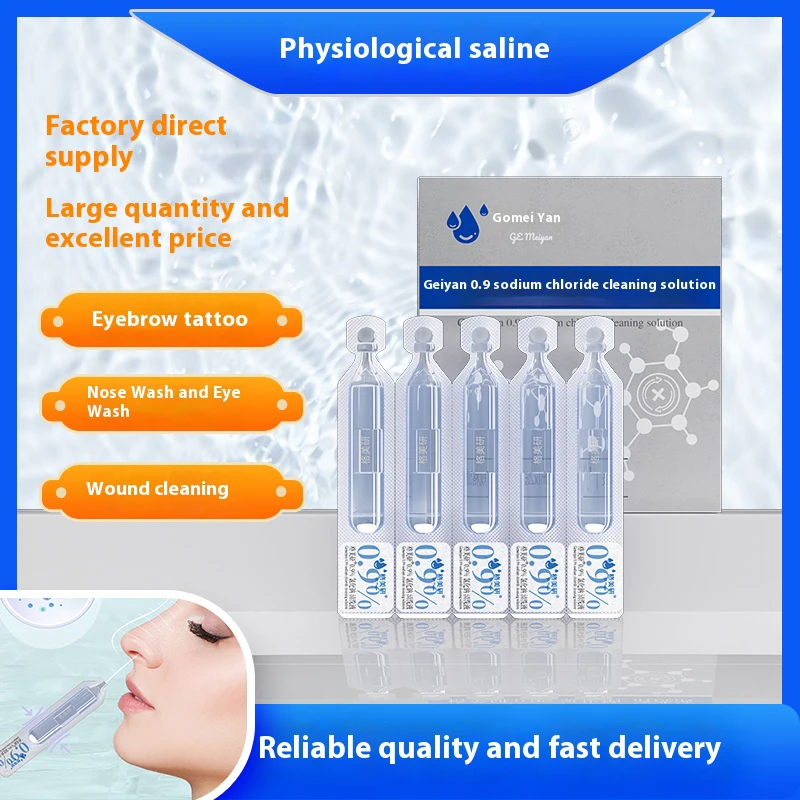 JUSTLANG Medizinische Nasenreinigung, Salzwasserverneblung, normale Kochsalzlösung, 5 ml x 20 Stück, Natriumchlorid-Salzlösung Image