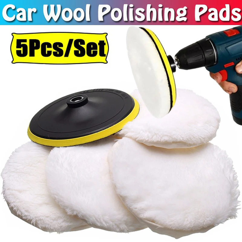 1/5Pcs Auto Wolle Polnischen Pads Disc Auto Wachsen Polieren Polieren Autos Farbe Pflege Polierer Pads Auto Waschen reinigung Zubehör Image
