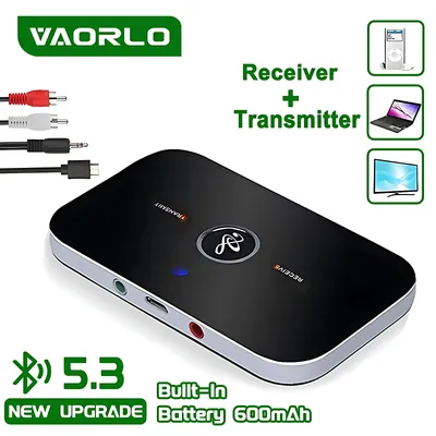 Verbesserte Bluetooth 5,3 Audio Sender Empfänger RCA 3,5mm Aux Musik Wireless Adapter 600mAh Batterie für Auto Computer TV Heads Image