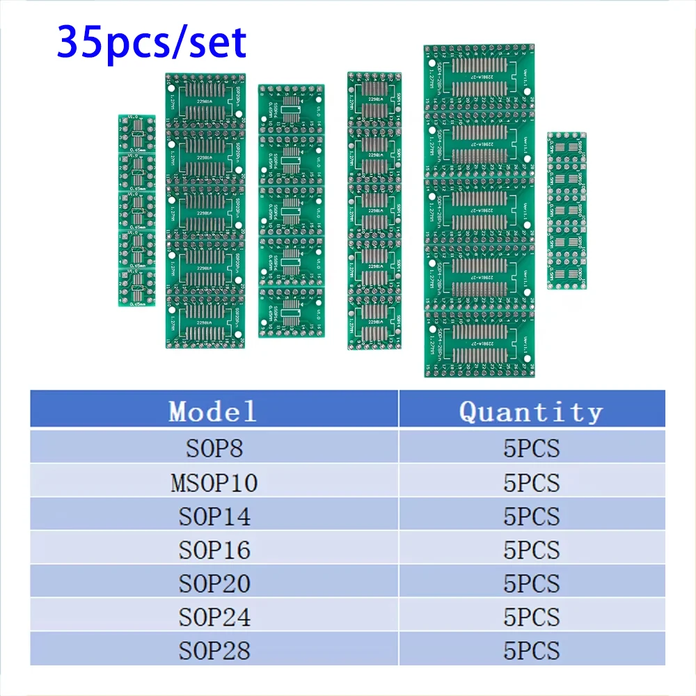 35 teile/satz pcb board kit smd drehen zu dip adapter konverter platte msop10 sot23 sop8 16 24 28 Leiterplatten Image