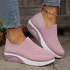 Damen Mesh Atmungsaktive Casual Sneakers Stricken Slip On Plateau Sportschuhe für Frauen Bequeme Luftpolster Wanderschuhe