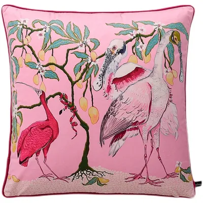 Rosa Chinoiserie Kissen bezüge 16x16 Zoll traditionellen Stil Vogel Hund Blumenvase dekorative Kissen bezug Samt Doppelseite Image