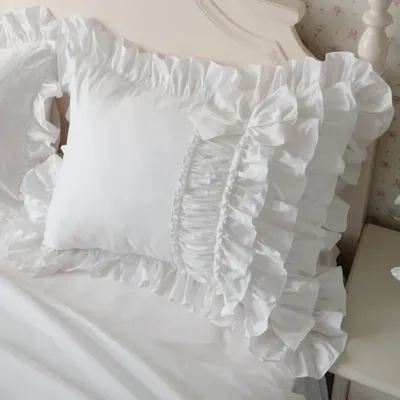 2 Stück Kissen bezug weiße Prinzessin Kissen bezug Wohnzimmer Baumwolle Luxus Kuchen Schicht Rüschen Image