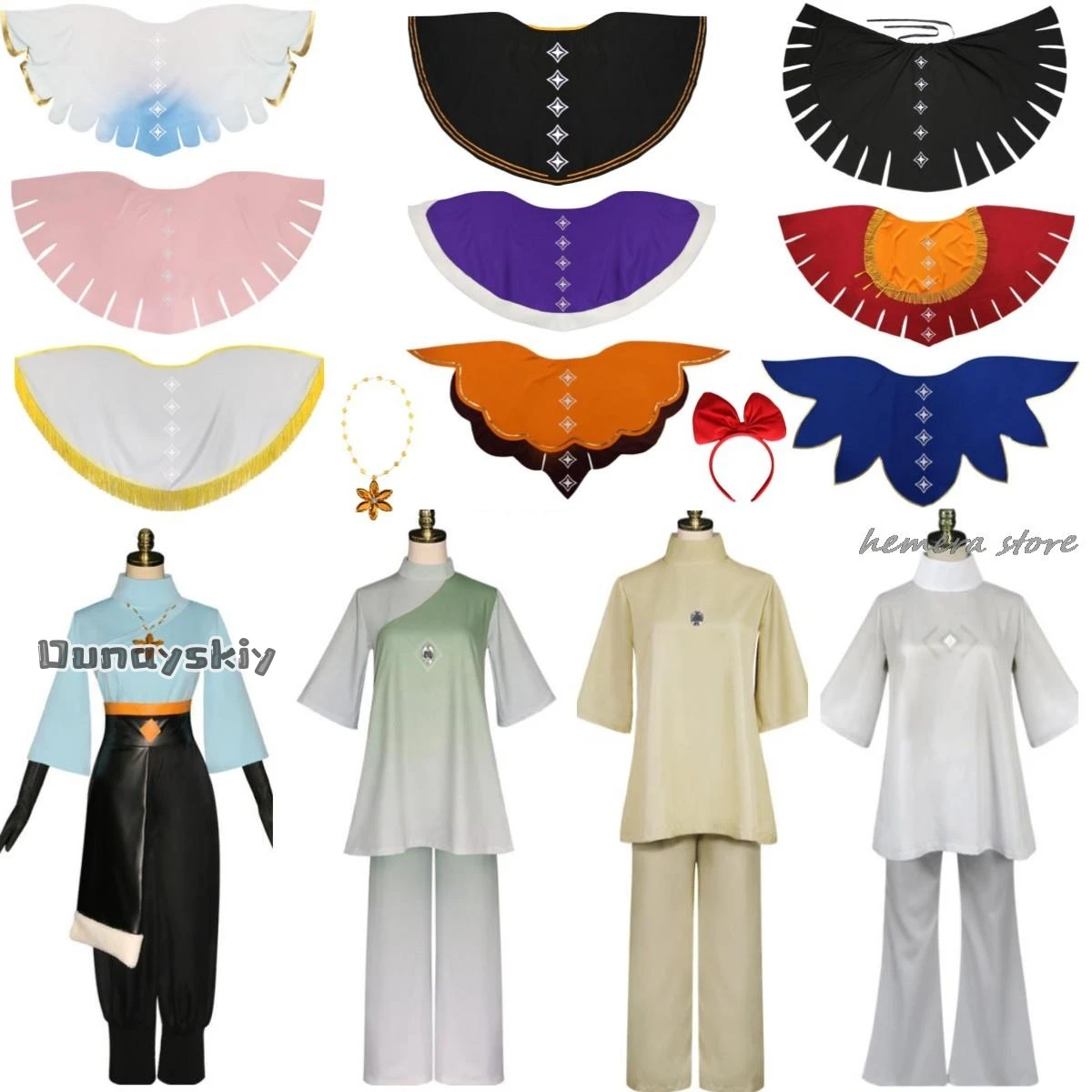 Anime Spiel Himmel: Kinder des Lichts Cosplay Kostüm Licht erwartet Saint Island Outfits Full Set Farbe Druck Umhang Cappa Image