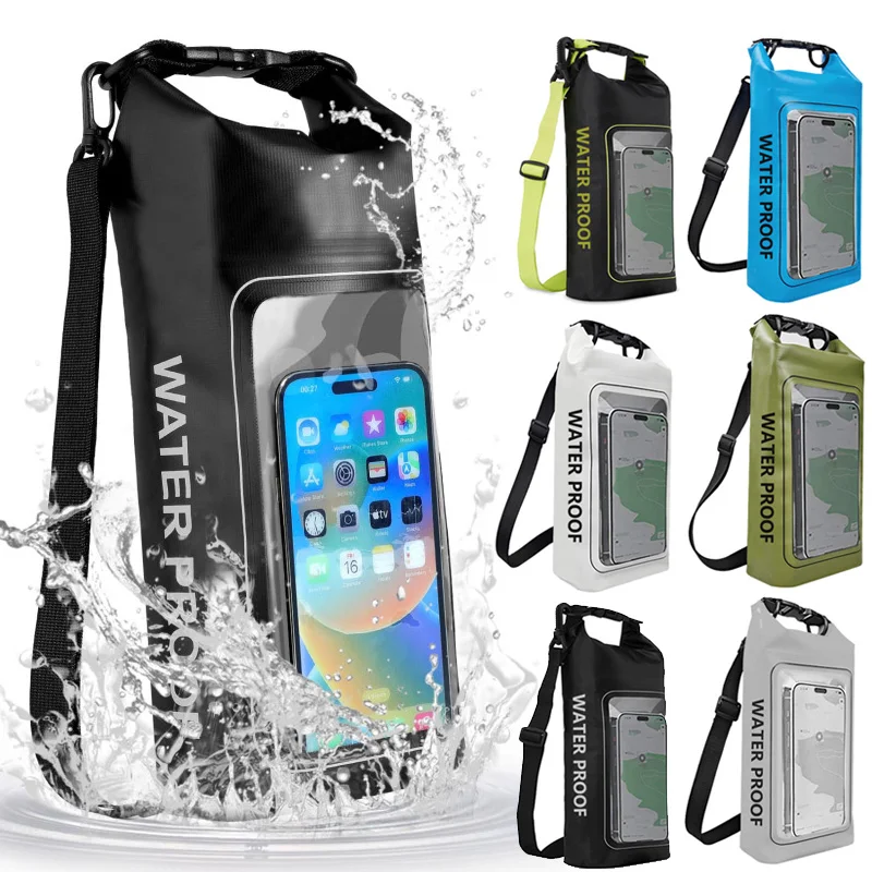 2L Schwimmen PVC Pack Dry Bag Touchscreen Outdoor Wasserdichte Schulter Kajak Taschen Trekking Driften Rafting Surfen Bootfahren Tasche Image