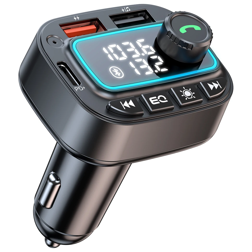 Caricabatteria da auto Bluetooth 5.3 trasmettitore FM 30W USB C adattatore per auto Radio Wireless lettore MP3 ricevitore Audio musicale chiamate in vivavoce