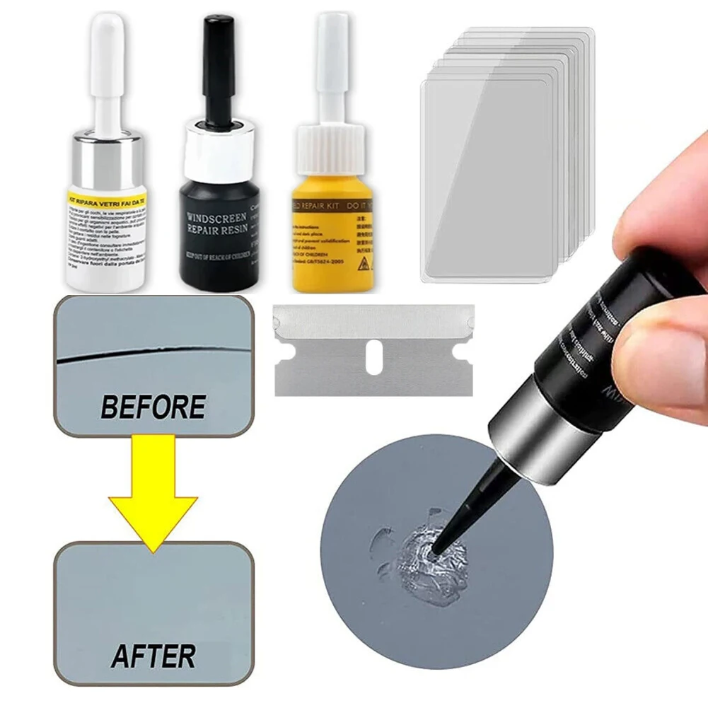 Kit di riparazione dello schermo del telefono per finestrino dell'auto fai-da-te Kit di strumenti di riparazione del chip della crepa del vetro del battente dell'auto del fluido di riparazione del