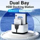 Docking station per HDD Dual BayOne Click Offline Clone SATA a USB 3.0 Docking station per HDD per adattatore per disco rigido HDD SSD da 2,5/3,5''