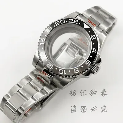 Waterproof 40MM GMT Black Grey Ceramic Insert Watch Case For ​NH34 NH35 NH36 NH38 NH70 ETA2824