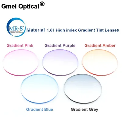 Radiation Protection 1.61 High Index MR-8 Super-Tough Gradient Tint HMC EMI Asphere Anti UV Myopia