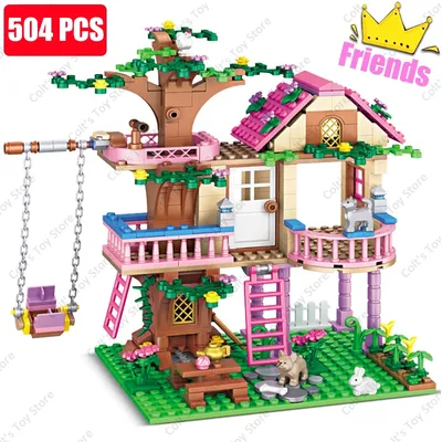 Girls Friendship Tree House Building Blocks Villa Castle Model Girl's Figure Doll Toy Wholesale And