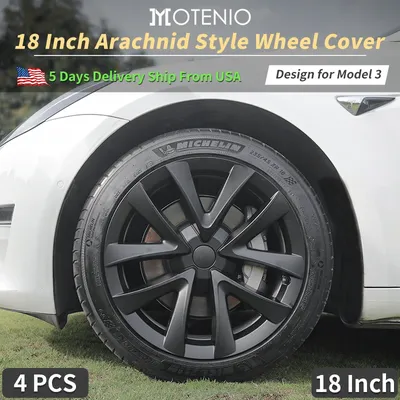 4PCS Hubcaps Design for Tesla Model 3 Full Rim Cover 2023 18 Inch Arachnid Wheel Cover Performance