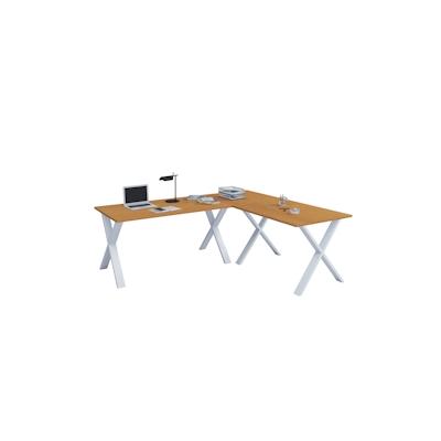 VCM Schreibtisch Lona Weiß / Buche H. 76 x B. 130 x T. 130 cm Image