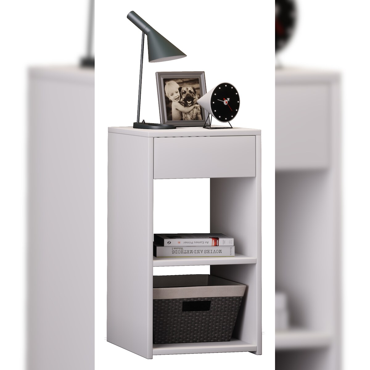 VCM Nachttisch Sledo Weiß H. 65 x B. 35 x T. 35 cm Image