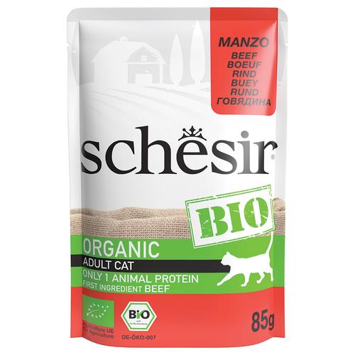 8x85g Schesir Bio Pouch Bio-Rind Katzenfutter nass