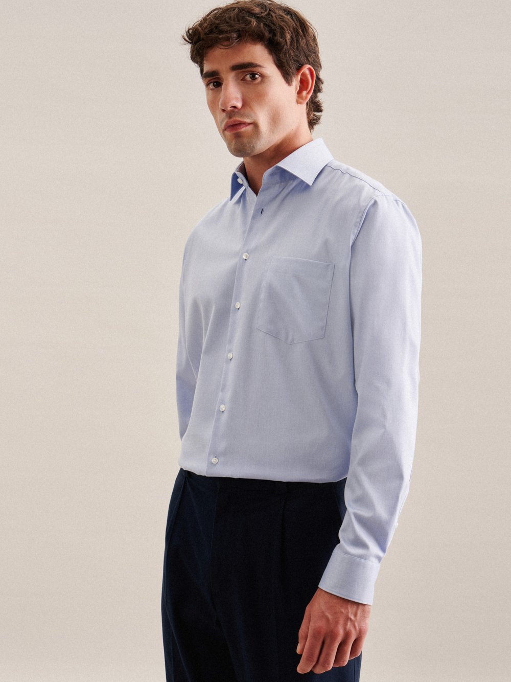 Seidensticker Business Hemd Herren Regular Fit Baumwolle blau, 47 Image