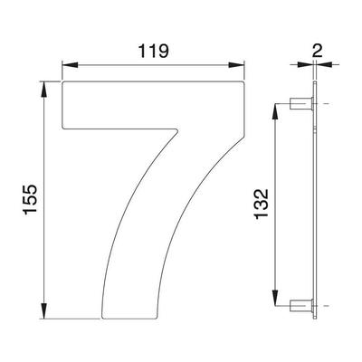 EDI - Hausnummer Ziffer 7 Edelstahl matt 150 mm Breite 119 mm