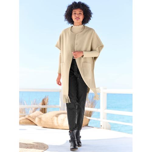 Cape HEINE Gr. 44/46, beige (beige-meliert) Damen Jacken