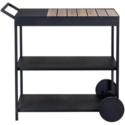 Servierwagen WENKO "Modell Miro", schwarz (schwarz, natur), B:80cm H:98cm T:40cm, Holz, Rollwagen, Beistellwagen mit Rollen, Ablage aus FSC zertifiziertem Akazienholz Image