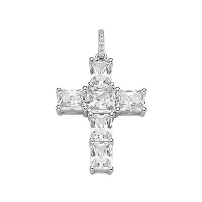 Kreuz-Anhänger "Kreuz mit Zirkoniasteinen, Silber 925", weiß, GIORGIO MARTELLO MILANO, Schmuckanhänger, Damen, Onesize, 