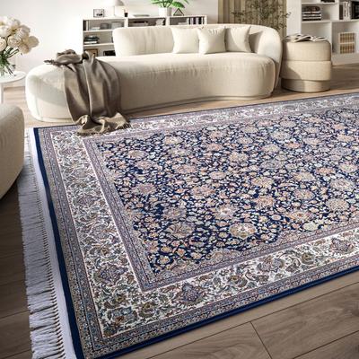 Teppich VILLEROY & BOCH "Alfred", blau (blau creme), B:155cm H:7mm L:235cm, Polypropylen, Teppiche, Orientalisch, Fransen, Wohnzimmer, Schlafzimmer, Klassisch, Kurzflor Image