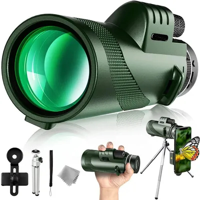 80x100 HD ZOOM Monocular Telescope Portable Powerful Binoculars Long Range Telescope For Hunting Camping With Tripod Phone Clip