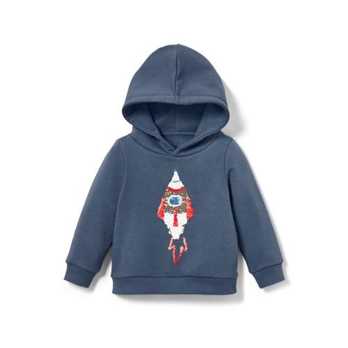 Kinder-Sweatshirt mit Wendepailletten, Rakete oder Print (Gr. 86/92)