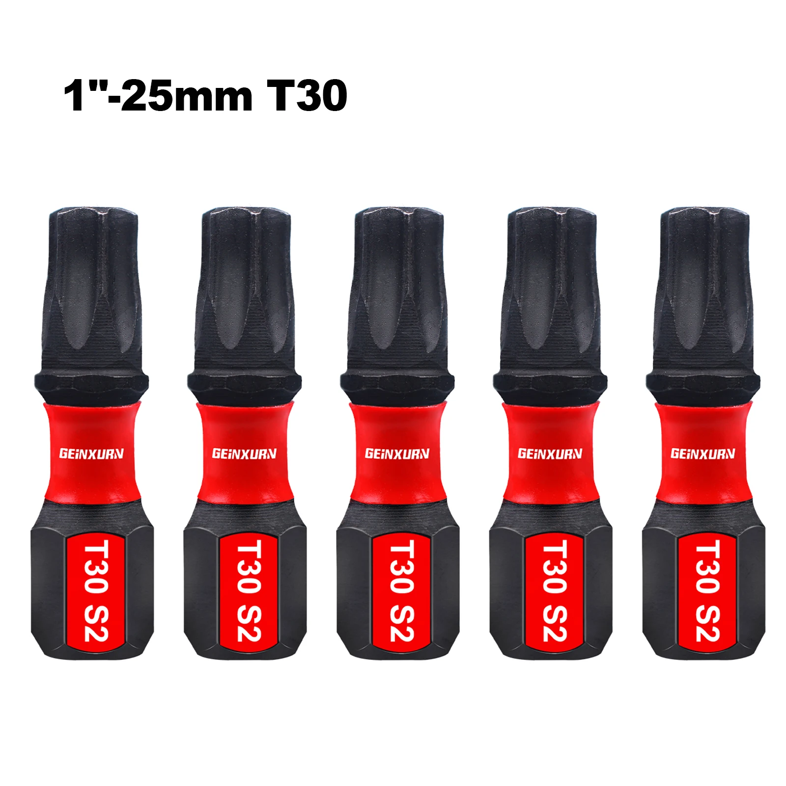 Geinxurn Set di punte magnetiche resistenti agli urti da 1 pollice, punte di alimentazione con testa Torx, set di punte per cacciavite T30 con stella in acciaio legato S2