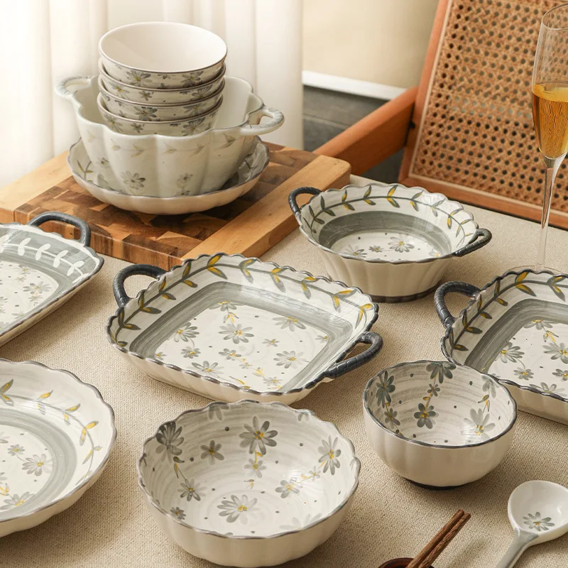 Lingao lila Orchidee ins Wind hohes Erscheinung sbild Keramik geschirr Haushalts geschirr Set Großhandel Image