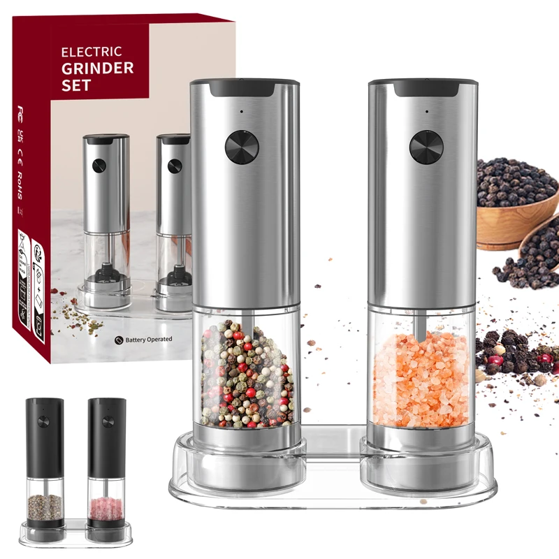 Elektrische Salz-und Pfeffermühle mit einstellbarer Grobheit nachfüllbare Mühlen batterie betriebene Pfeffermühle Küchengerät Image