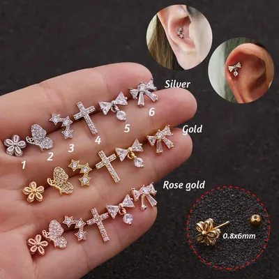 1 PC Bogen Schmetterling Ohr helix ohrring knorpel tragus stud barbells conch ohr piercing schmuck