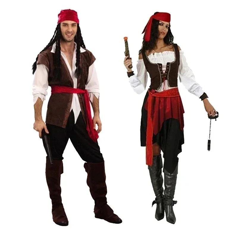 Piraten piraten des karibischen Cosplay-Kapitäns Jack Sparrow Kostüm Männer Frauen weiblich männlich weiblich Karneval Halloween sexy Set Image