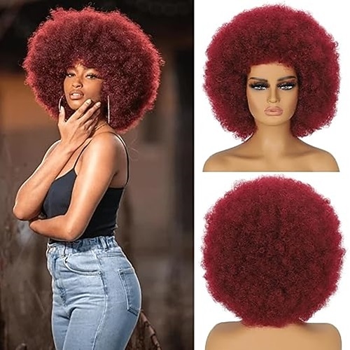 Afro-Perücken für schwarze Frauen, kurze, lockige Afro-Kinky-Perücke im 70er-Jahre-Stil, groß, federnd und weich, natürlich aussehende, voll gepuffte Perücken für Partys, Cosplay, Afro-Perücke Image