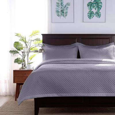 Berkshire Hospitality Radiance 90" x 94" Full / Queen Size Gray 100% Polyester Diamond Quilt Coverlet - 4/Case