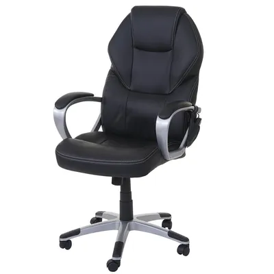 Mendler Massage-Bürostuhl HWC-A69, Drehstuhl Chefsessel, Heizfunktion Massagefunktion Kunstleder ~ schwarz Image