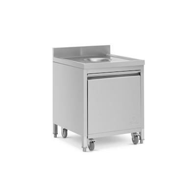 Royal Catering Mülleimer mit Rollcontainer - 50 l - Einwurföffnung - Frontauszug - Aufkantung - Edelstahl - Image