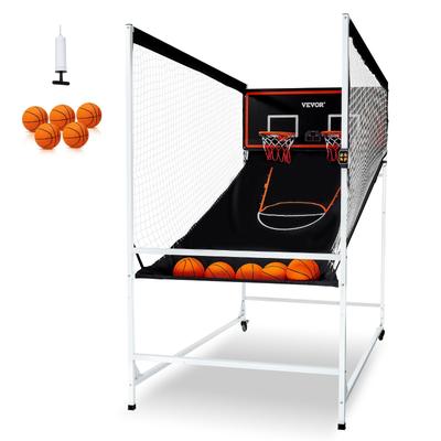 VEVOR Arcade Cage Basketball Game Indoor Basketball Game, Home Dual Shot Sport, for Kids, Adults (Black & White) - 7.5-Foot