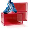 Lex21 - 3er Set Rote Schuhbox Stapelbar Aufbewahrungsbox Kunststoffbox Schuhkasten Schuhkarton