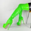 Zhima Frauen Oberschenkel hohe Stiefel Seite Reiß verschluss glänzende Stiletto High Heels Stiefel über Knie Plattform Dame Schuhe Frau plus Größe 41 46 52