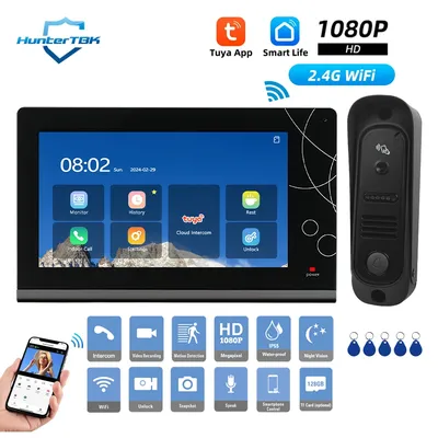 1080P WiFi Video Intercom System IP Video Door Phone Smart TUYA APP Camera Doorbell with WDR PIR Video Recording Door Bell