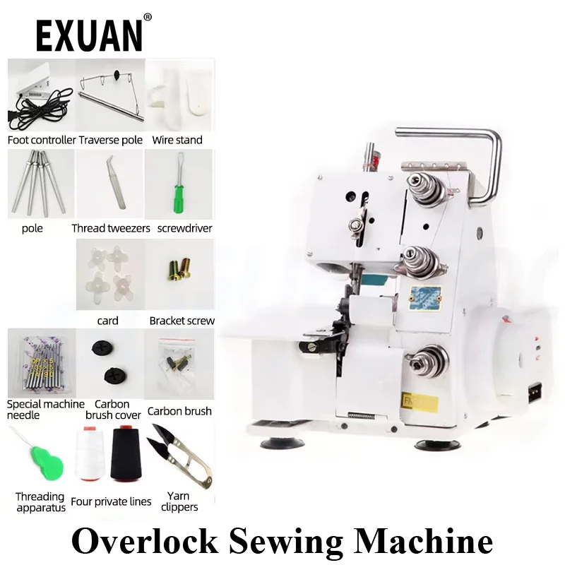 300W Maison quatre lignes de bureau machine à coudre Avec couture de bord de code Machine à coudre Machine à coudre plate pour le Bureau Avec lumière LED Maison quatre fils trois fils machine à coudre