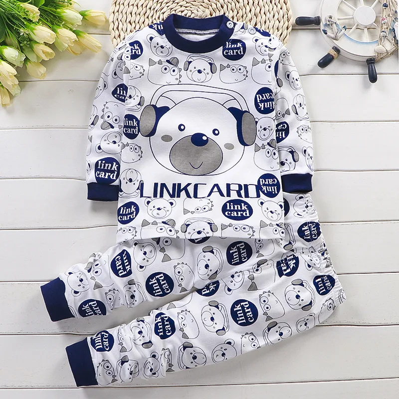 Pyjama d'automne pour filles et garçons, hauts à manches longues + pantalons, vêtements de maison à la mode, Costume de sommeil pour bébés et enfants