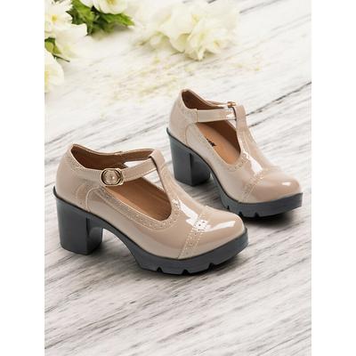 Women's Vintage T-Strap Chunky Heel Shoes - Elegant and Versatile Footwear for Office, Parties, and Everyday Wear