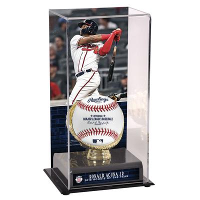 Vitrine mit goldenem Handschuh von Ronald Acuna Jr., Atlanta Braves, NL Rookie of the Year 2018, mit Bild Image