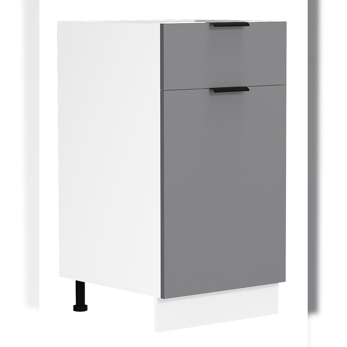 VCM Küchenmöbel Unterschrank Fasola Weiß / Anthrazit H. 82 x B. 40 x T. 46 cm Image