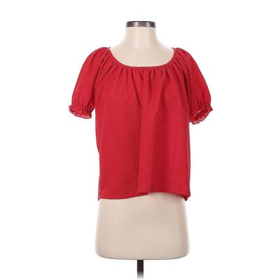 TeXTURE & THREAD Madewell Short Sleeve Blouse: Red Tops - Women's Size Small