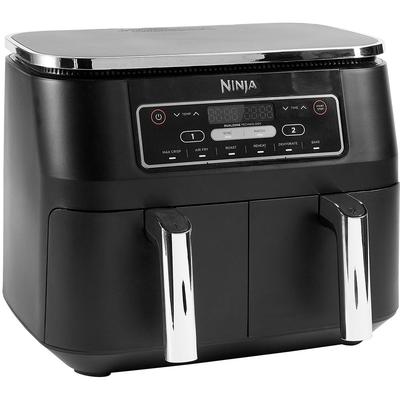 NINJA Heissluftfritteuse "Foodi Dual Zone AF300EU", schwarz, B:37,5cm H:31,5cm T:35cm, Fritteusen, je 0,9 kg Kapazität incl. 2x Knusperblech, Topseller