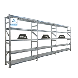 PROREGAL Fachbodenregal PROXIMO Stecksystem | Komplettregal | HxBxT 200x450x40cm | 5 Ebenen | Fachlast 130 kg | Beidseitig nutzbar | Verzinkt Image